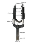Front Suspension Fork Aluminum Alloy Replacement For Electric Bikes Lightweight MTB Fork Upgrade with dimensions labeled