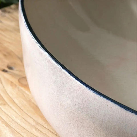 USZWBY Vessel Vanity Sink Basin Hand Painted Wash Basin Modern Countertop with Drain Faucet for Bathroom Balcony Simple Home Sink close-up of basin edge detail