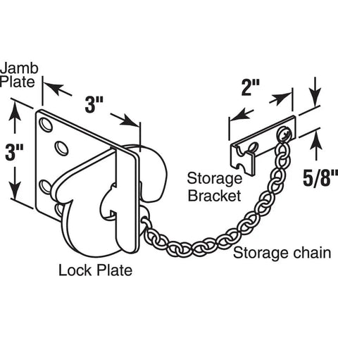 Texas Security Bolt 3 Inch Ring Lock For Swing In Doors Stamped Steel White Painted Heavy Duty Secondary Inside Lock diagram