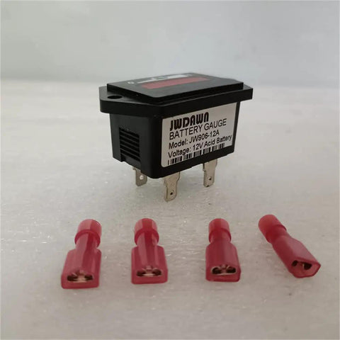 Heavy Duty 12 Volt Battery Gauge Indicator With Led Capacity Monitor For Golf Carts Electric Forklifts And Curtis Vehicles, with connectors.
