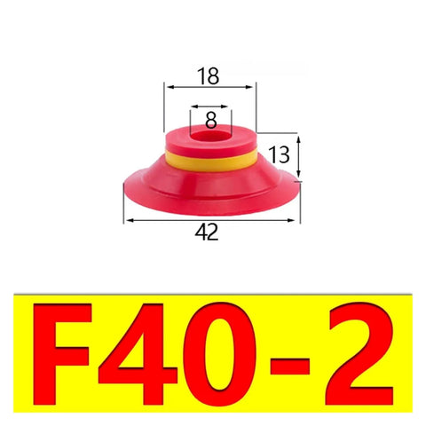 Get these bad boy Silicone Vacuum Suction Cups For Pneumatic Automation Systems, 3-Pack F15-50. Red F40-2 design with dimensions shown.