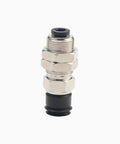 PBK-25 Black Pneumatic Suction Cup Chuck For Industrial Manipulator Rubber Vacuum Gripper Accessories, metal fitting close-up.