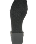 Sole view of Kensy Flat Sandal For Women In Champagne With Ornate Embellishment And Breathable Leather Lining Easy Slip On Comfort