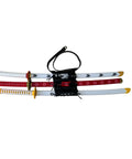 3 Sword Holder Belt Bag For Katana And Ninja Swords Adjustable Leather Holster Case With Frog Strap Ring featuring three swords