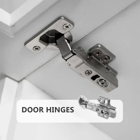 Stainless Steel Soft Close Cabinet Hinges 4 Pack, Quiet Dampers For Kitchen And Bathroom Cabinet Doors, mounted on white cabinet