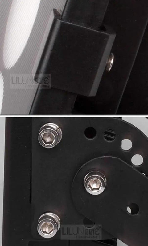 Close-up of adjustable bracket and mounting hardware of Badass 300W LED Flood Light With Rock Solid IP65 Waterproof Shell.