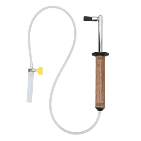 Commercial Coffee Machine Steam Wand Brush With High Pressure Steam Cleaner Pro Grade Fits Over 10mm Wands, wooden handle, tube attached.