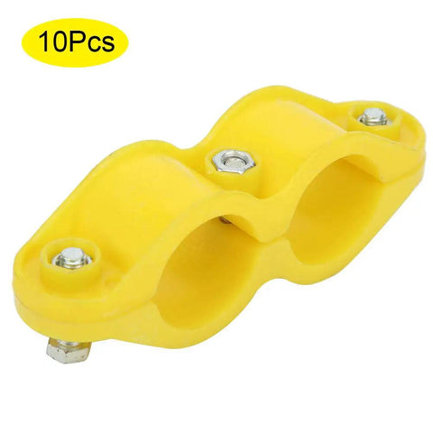 Yellow Water Pipe Clip Set 10 Pack Round Fasteners With Screws For Aquaculture Waterlines And Farm Lines Durable ABS Material