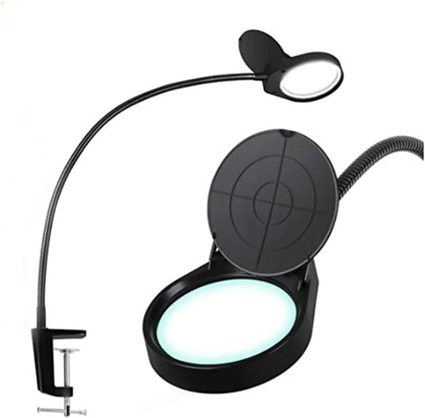Clip On LED Magnifying Glass Lamp With 3X To 10X Magnification, Flexible Gooseneck Arm Loupe Light for detailed inspections