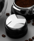 53mm Adjustable Coffee Distributor And Espresso Leveler For 54mm Breville Portafilters with stainless steel design on countertop