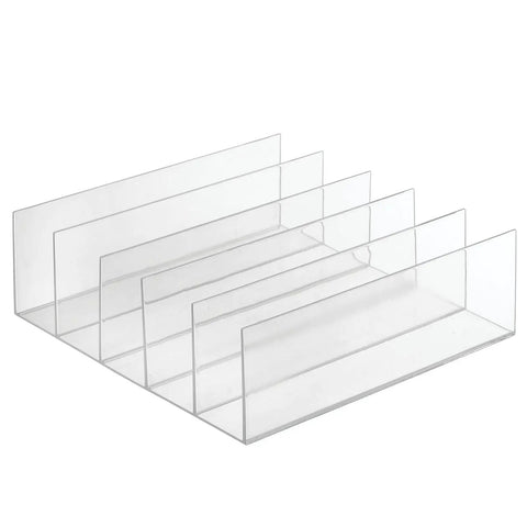 Five-Section Plastic Purse Organizer For Bedroom Closet And Shelf Storage, Vertical Slim Clear Bin Holds Purses Wallets Clutches Sunglasses