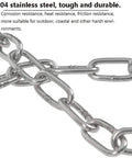 Close-up of 304 stainless steel links of Stainless Steel Chain 2.5mm 3M Grab And Go Light Duty Utility Chain for home use