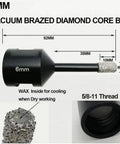 Pro Max M14 Thread Brazed Diamond Core Bit For Hole Openers Vacuum Cutters Fits Ceramic Tile Granite And Marble Angle Grinder Drill Bits 18mm Size detailed view of 6mm vacuum brazed diamond core bit with wax cooling system.
