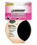 Product packaging for Desk Grommet For Cable Management Black Two And Three Eighths Inch Opening, showing organizing capabilities