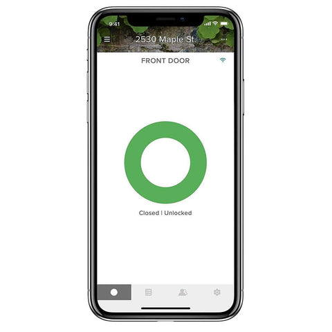 Smart Lock Upgrade With Wi Fi Bridge And Alexa Compatibility Satin Nickel Finish Keyless Home Entry From Anywhere Hands Free Access No Key Needed Auto Lock Remote Control For Peace Of Mind app interface on smartphone for lock status