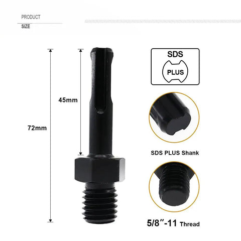 Core Drill Bit Adapter Five Eighths Inch 11 Thread Male To SDS Plus Shank For SDS Plus Drills Pro Grade Beefy Quick Fit Core Bits Durable Aluminum Construction Ideal For Metal And Concrete Work