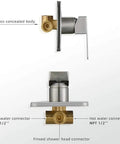 Brushed Nickel Rain Shower System With Wall Mount Square Shower Head Kit All In One Bathroom Trim With Rough In Valve Easy Install