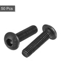 Built Tough M3 x 12 mm Hex Socket Button Head Cap Screws Grade 12.9 alloy steel fasteners, black oxide finish, 50 pieces.