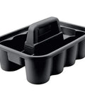 Deluxe Carry Caddy for takeout drinks and cleaning gear on the go, black, durable plastic, holds 32 oz bottles.