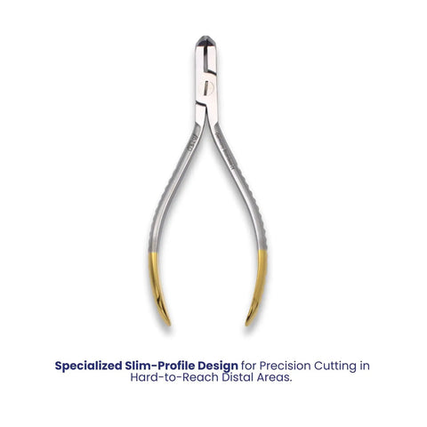 Pro Grade Tungsten Carbide Distal End Cutter for Orthodontics, 5.5 Inch Wire Cutter With Flush Trim, Cuts Hard Archwires Up To 0.022 By 0.028 Inch, Precision Pliers, Stainless Autoclavable Dental Tool, slim-profile stainless cutter