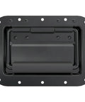 Front view of Four Pack Large Spring Loaded Recessed Steel Handles With Black Powder Coat And Padded Rubber Grip, 7x5 inch, 16 gauge steel.
