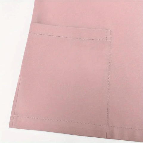 Pocket detail of V Neck Quick Dry Scrub Set For Beauty Salons And Pet Shops Pink XL 3 Piece Workwear with breathable fabric