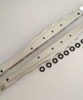 Beefy Aluminum Rear Lower Linkage Set Silver For 1/8 Scale RC Trucks Bolt On Upgrade Durable Rear Suspension Perfect For Yeti XL And Other Axial 1/8 Platforms AX31014 Compatible, silver linkage set with bushings