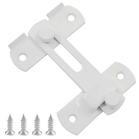 White Stainless Steel Barn Door Latch 3.93 x 2.75 Inch with screws, easy install sliding door lock, durable white finish