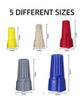Yellow Winged Wire Twist Nuts Set 500 Pcs Assorted Wirenuts For 22 10 AWG Cable in five different sizes and colors