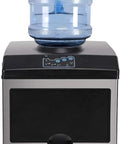 Top Shelf Electric Ice Cube Maker Machine With Integrated Water Dispenser Premium Stainless Steel countertop design with water tank.