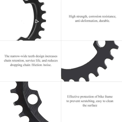 Close-up of 96 BCD Narrow Wide Round Bike Chainring 36T for mountain bikes with anti-rust finish and narrow-wide teeth design