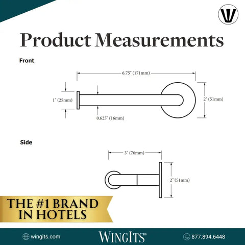 Infinite Elegance Horizontal And Vertical Toilet Paper Holder In Polished Stainless Steel Chrome Finish, product dimensions diagram.