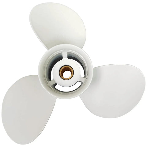 Top view of Yamaha Outboard Aluminum Propeller 9.875 By 12 Pitch 3 Blade Right Rotation 10 Spline