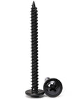 Heavy Duty Black No 8 X 2 Inch Truss Head Wood Screws, 100Pcs Self Tapping Phillips Screws With Zinc Oxide Coating For Woodworking