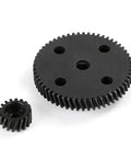 Beefed Up Heavy Duty Helical Gear Kit 57T 17T for 1/5 Scale RC Baja showing metal gears for durability and speed