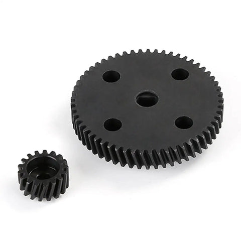 Beefed Up Heavy Duty Helical Gear Kit 57T 17T for 1/5 Scale RC Baja showing metal gears for durability and speed