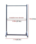 Badass Heavy Duty Rolling Textile Storage Rack With Adjustable Metal Rods And Smooth Casters For Vinyl Rolls wallpaper dimensions shown