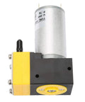 Slick Mini Diaphragm Air Compressor 24V Vacuum Pump with yellow and silver motor for smooth 0.4 to 1L flow.