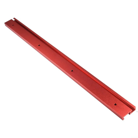 Red aluminum 45 Type T Slot Miter Track for router tables and saws, 600mm length, wood guide track and clamp slot tool.