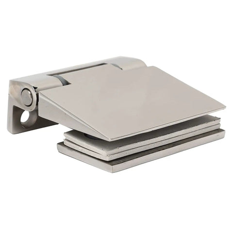 Built Like A Tank 304 Stainless Steel Single Side Hinge For Toughened Glass Doors And Bathroom Panels Heavy Duty Hardware Fitting Worth Every Penny Includes Mounting Kit, showing a close-up view of the hinge mechanism.