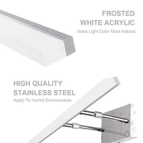 24 Inch Modern LED Vanity Lights Adjustable Chrome Bathroom Fixture Over Mirror with rotatable joint and retractable rods