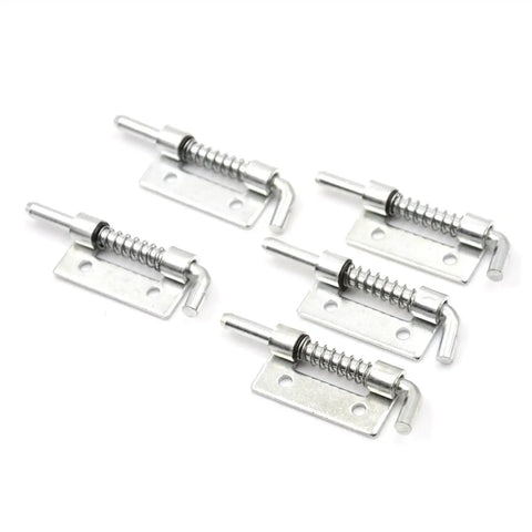 Spring Bolt Latch Lock for Door Gate Cabinet Metal Push Button Safety Catch set of five durable steel latches with springs.
