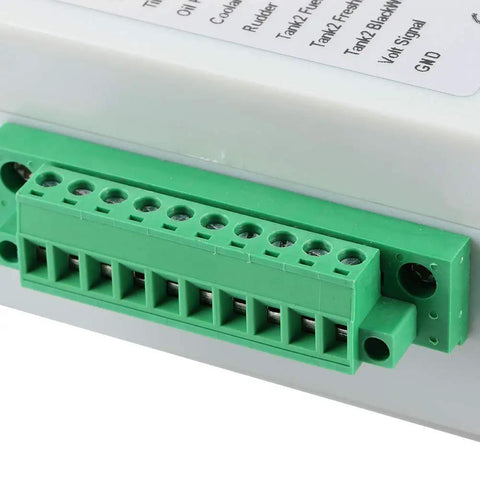 Plug And Play NMEA2000 Converter For Boats And Yachts, Converts Analog Signals To NMEA2000, green terminal block detail