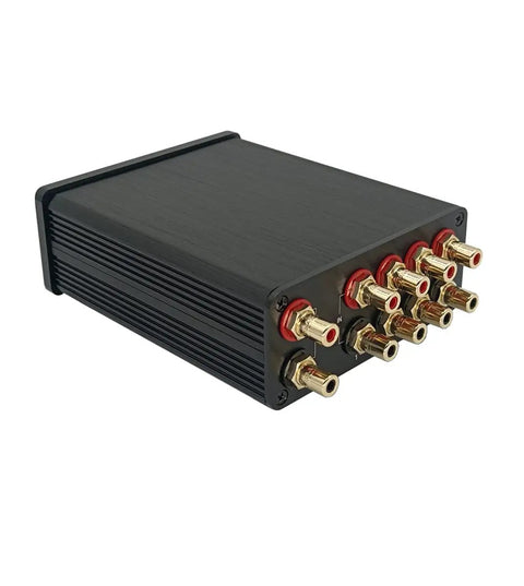 RCA Switcher 4 In 1 Out For Home Audio Setup, HiFi Input Selector And Signal Splitter Box with gold plated RCA connectors view