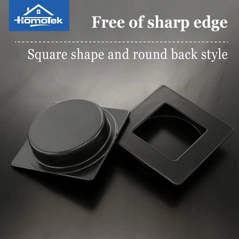 4 Pack Two And Three Quarters Inch Square Recessed Sliding Closet Door Finger Pulls In Black Stainless Steel with round back style