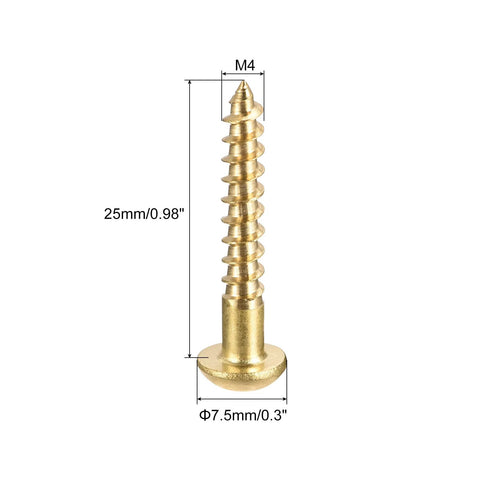 Brass Wood Screws M4 x 25mm Slotted Round Head Self Tapping 20 Pieces Durable Brass Fasteners For DIY Woodworking Projects