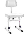 White Adjustable Piano Bench With Backrest For Digital And Electric Pianos, Sturdy Padded Stool, Lightweight 14 Lb