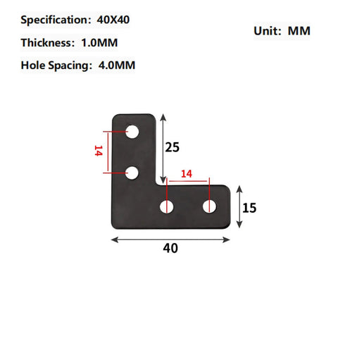 Heavy Duty L Corner Braces 10 Pack With Screws, 1.50 x 2.56 x 0.12 Inch Right Angle Brackets For Cabinet Shelves diagram