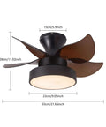Crtohbnl Ceiling Fan with Light Control 6 Wind Speeds Reversible Fan, brown wooden blades, 28cm diameter, adjustable lighting.