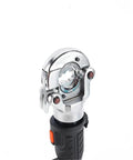 Close-up of Heavy Duty 12 Ton Cordless Hydraulic Copper Terminal Crimping Tool with metal jaws for crimping wires.